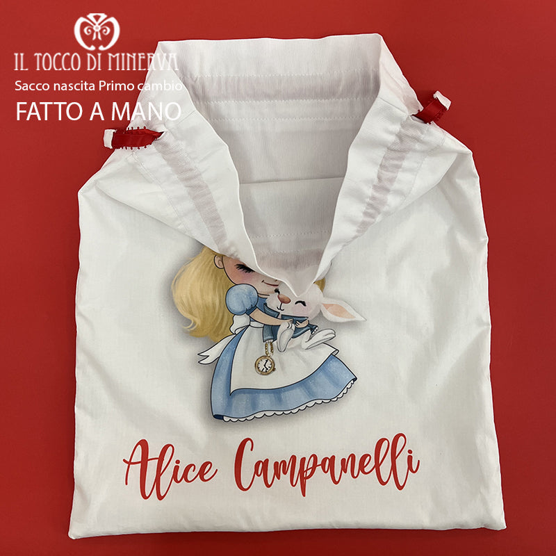 Sacca Primo Cambio Neonato in Cotone linea Alice - Fatto a Mano