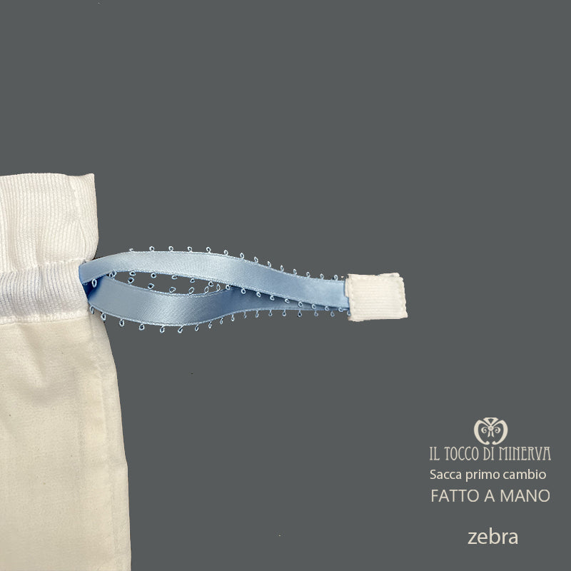 Sacca Primo Cambio Neonato in Cotone zebra - Fatto a Mano