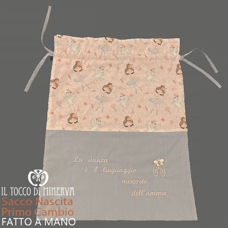 Sacca Primo Cambio Neonato in Cotone Ballerina 50x45 - Fatto a Mano - Il Tocco di Minerva