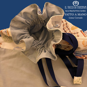 Sacca Primo Cambio Neonato in Cotone linea Corrado - Fatto a Mano - Il Tocco di Minerva