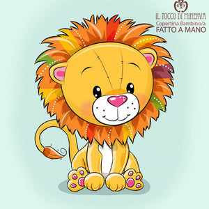 Copertina Bambino in Pile panna e Cotone leone - Fatto a Mano - Il Tocco di Minerva