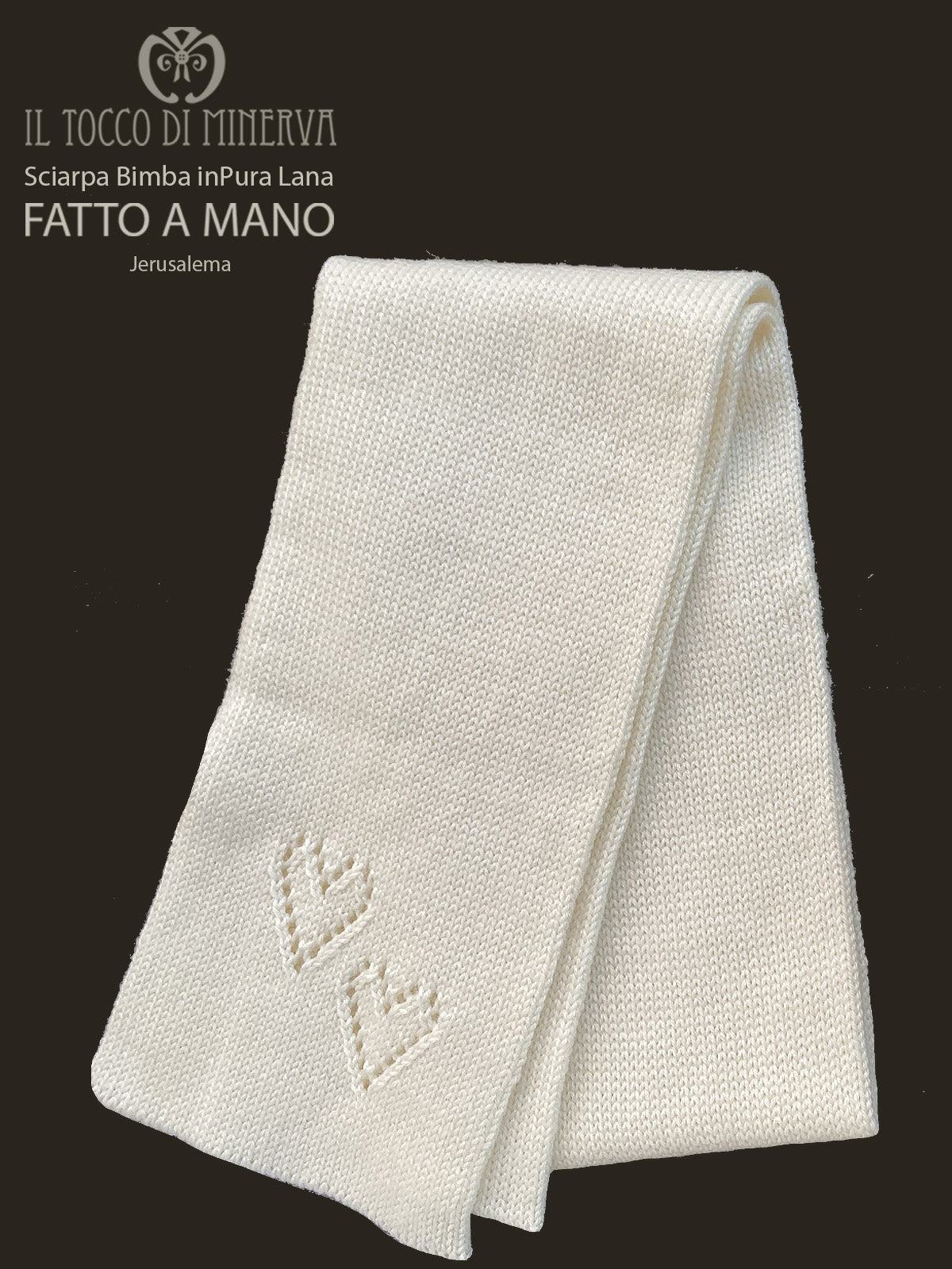Sciarpa e cappello bimba o bimbo pura lana bianco Jerusalema - Realizzato a Mano - Il Tocco di Minerva