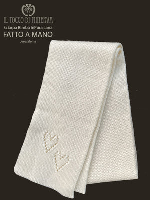 Sciarpa e cappello bimba o bimbo pura lana bianco Jerusalema - Realizzato a Mano - Il Tocco di Minerva