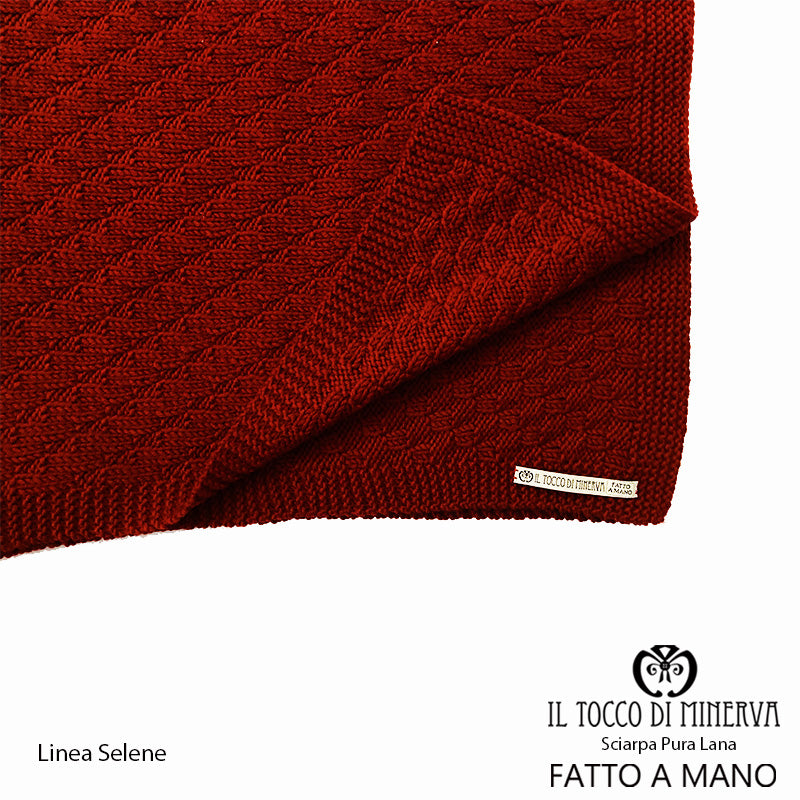 Sciarpa unisex Selene in pura lana bordeaux - Fatto a mano - Il Tocco di Minerva