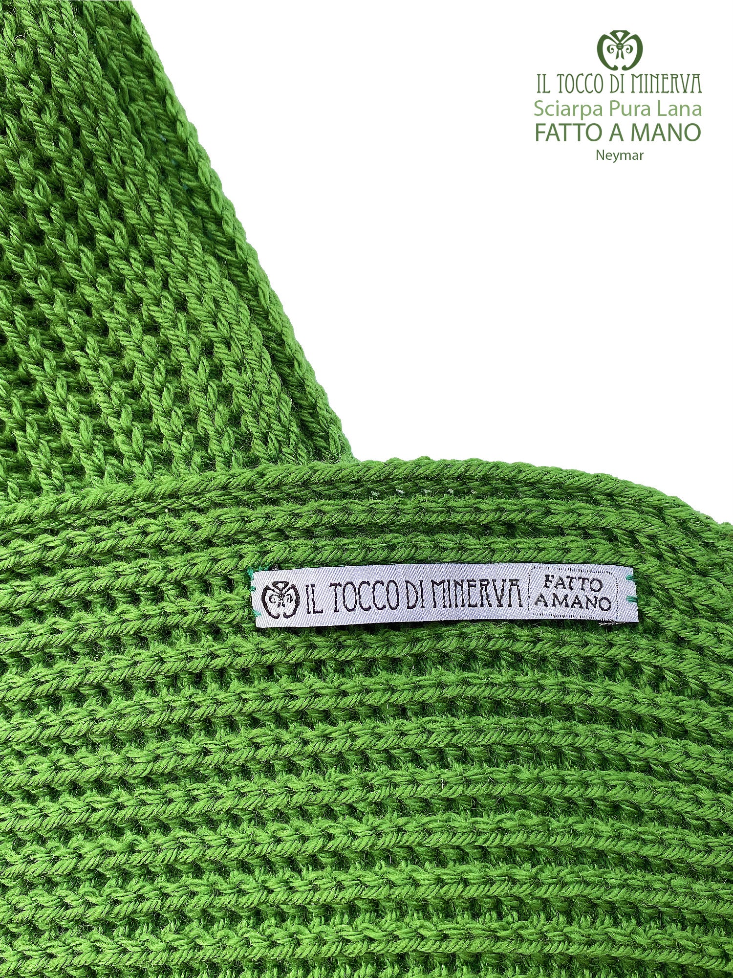 Sciarpa Unisex pura lana verde Neymar - Realizzato a Mano - Il Tocco di Minerva