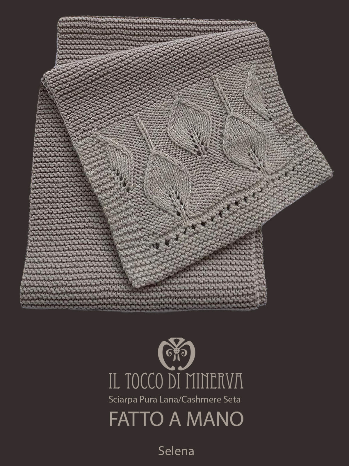 Sciarpa e cappello pura lana cashmere e seta tortora Selena - Realizzato a Mano - Il Tocco di Minerva