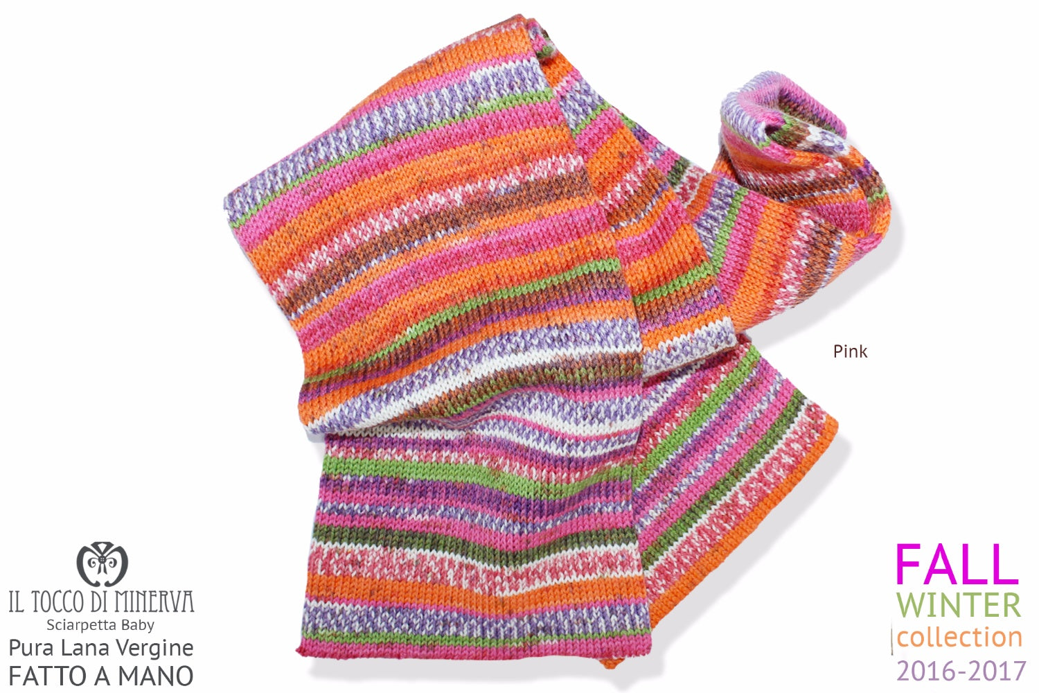Sciarpetta Pink Lana vergine multicolor - realizzata a mano - HandMade - Il Tocco di Minerva