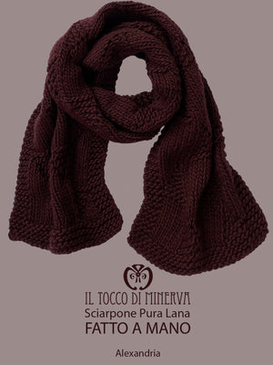 Sciarpone pura lana bordeaux Alexandria - Realizzato a Mano - Il Tocco di Minerva