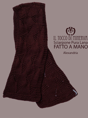 Sciarpone pura lana bordeaux Alexandria - Realizzato a Mano - Il Tocco di Minerva