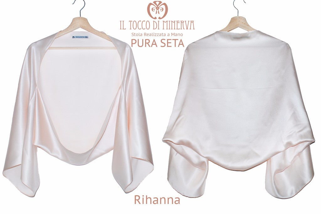 Stola pura seta cipria Rihanna - Realizzata a mano - Il Tocco di Minerva