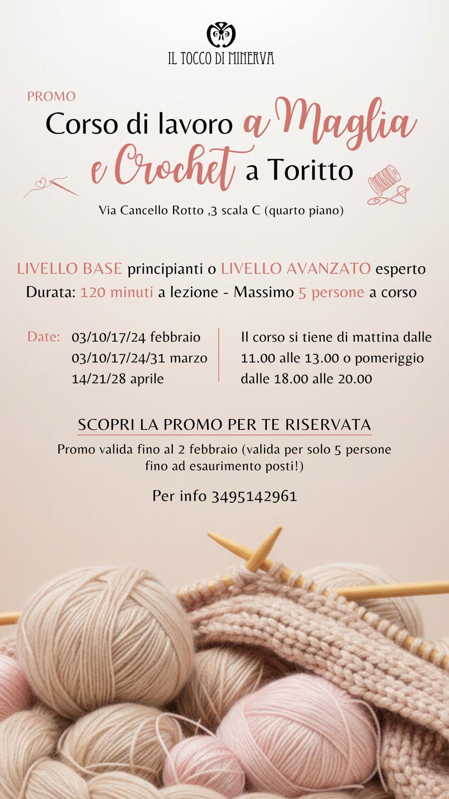 Corso di Lavoro a Maglia e Crochet a Toritto trimestre