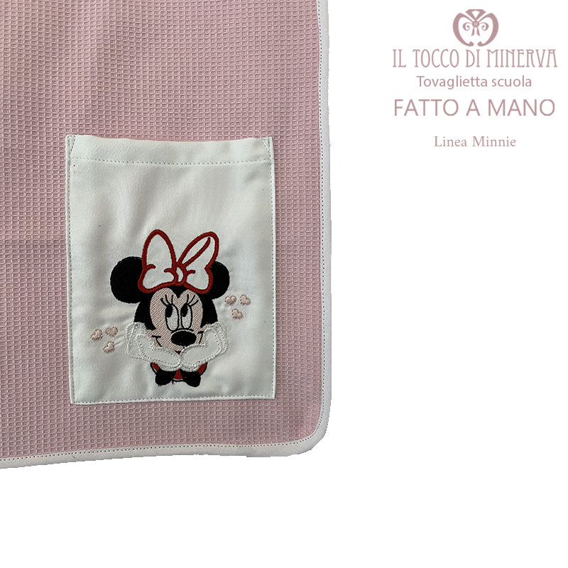 Tovaglietta scuola bambina Linea Minnie con laccetto- Fatto a mano - Il Tocco di Minerva