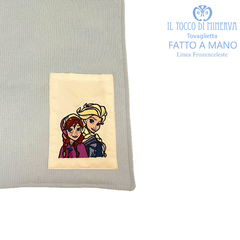 Tovaglietta asilo nido bambina Linea frozen celeste - Fatto a mano - Il Tocco di Minerva