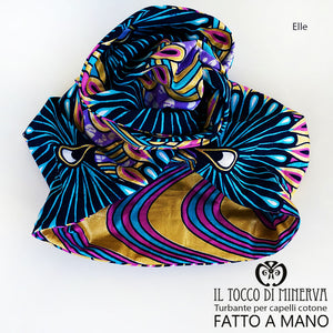 Turbante per capelli Cotone celeste Elle Realizzato a Mano - Il Tocco di Minerva