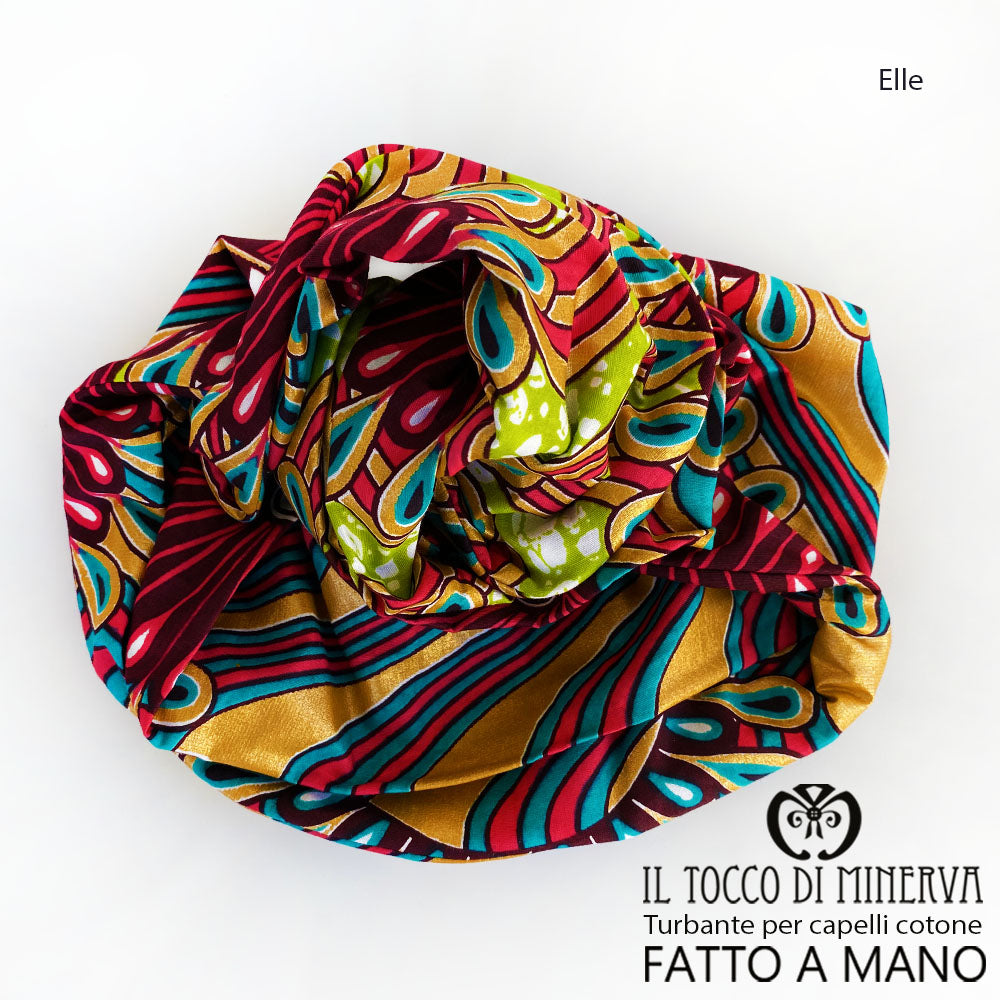 Turbante per capelli Cotone rosso Elle Realizzato a Mano - Il Tocco di Minerva