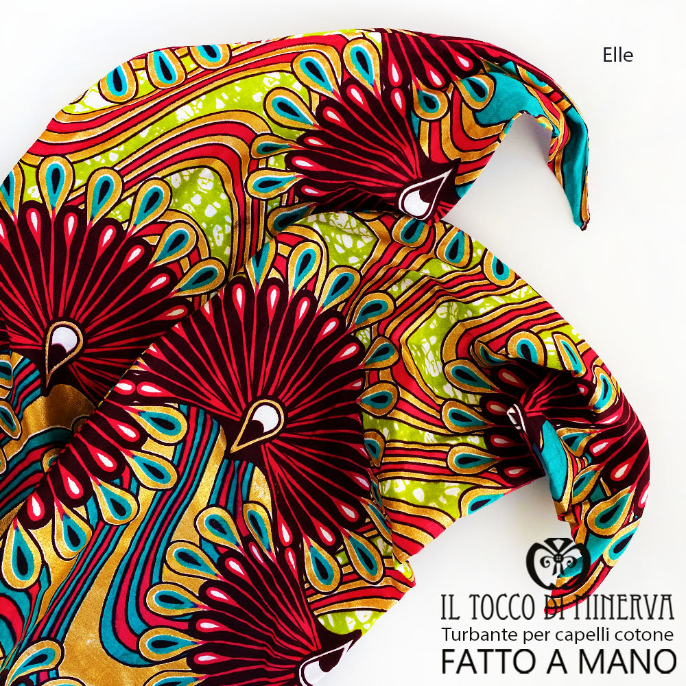 Turbante per capelli Cotone rosso Elle Realizzato a Mano - Il Tocco di Minerva