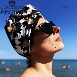 Turbante per capelli Cotone fiorato Giorgia Realizzato a Mano - Il Tocco di Minerva