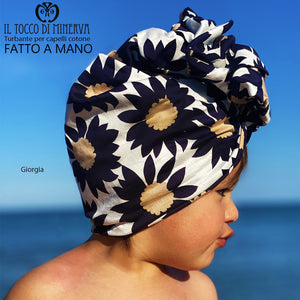Turbante per capelli Cotone fiorato Giorgia Realizzato a Mano - Il Tocco di Minerva