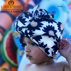 Turbante per capelli Cotone fiorato Giorgia Realizzato a Mano - Il Tocco di Minerva