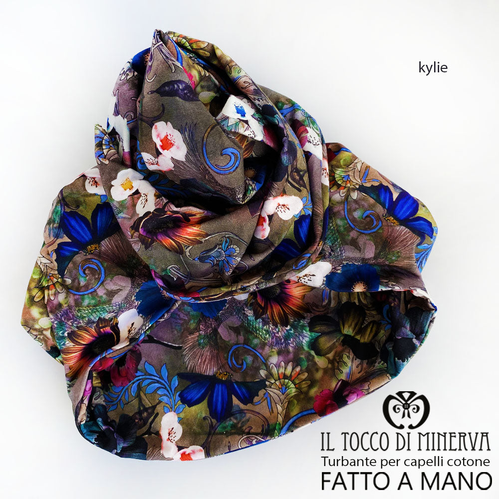 Turbante per capelli Cotone fiorato Kylie Realizzato a Mano - Il Tocco di Minerva