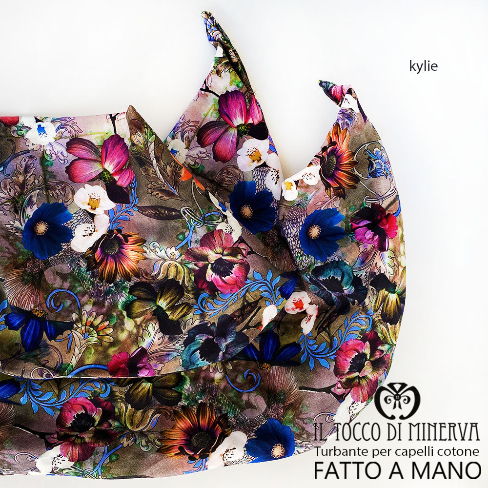 Turbante per capelli Cotone fiorato Kylie Realizzato a Mano - Il Tocco di Minerva