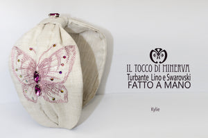Cerchietto turbante Kylie Lino seta e swarovski – Fatto a mano - Il Tocco di Minerva