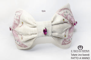 Cerchietto turbante Kylie Lino seta e swarovski – Fatto a mano - Il Tocco di Minerva
