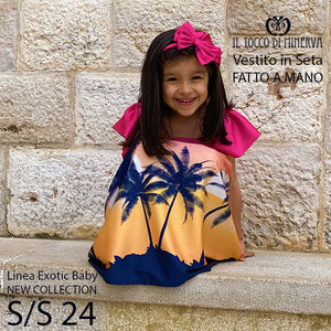 Vestito da bambina in seta Linea Exotic Summer 24 - Fatto a Mano - Il Tocco di Minerva