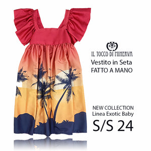 Vestito da bambina in seta Linea Exotic Summer 24 - Fatto a Mano - Il Tocco di Minerva