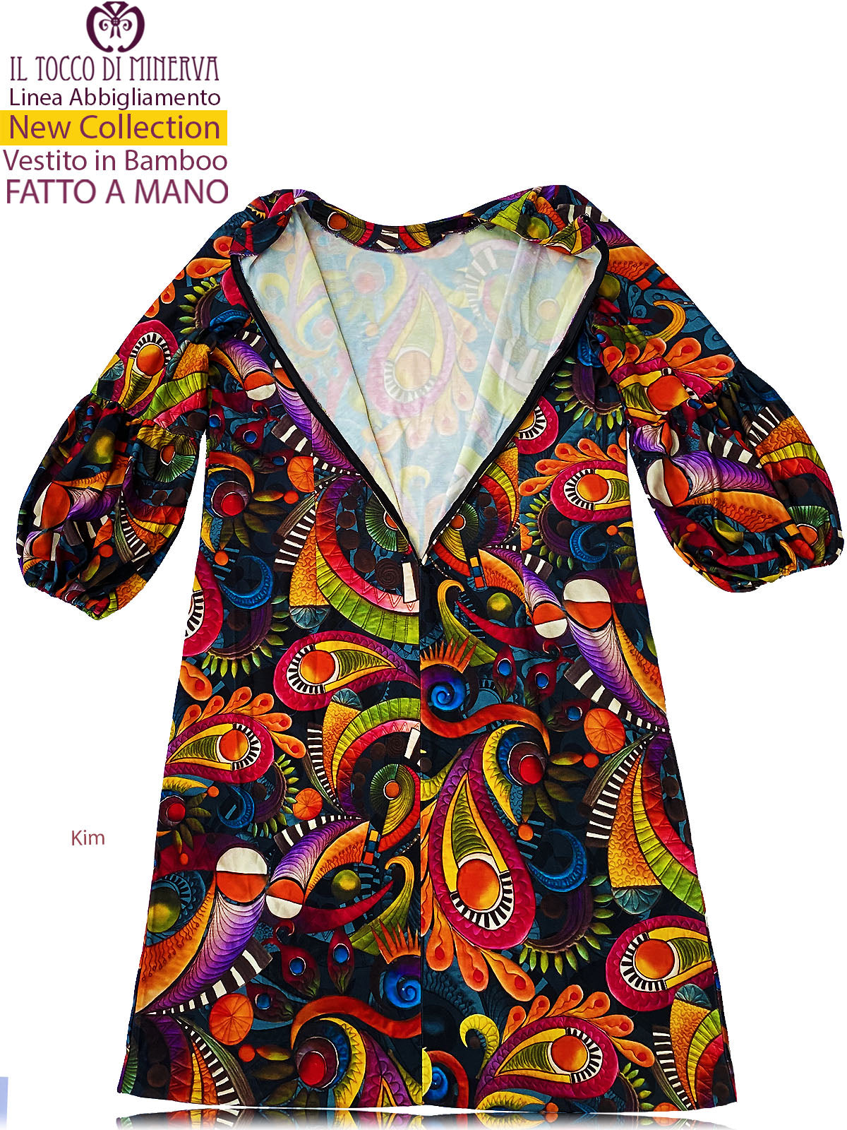 Vestito Kim in fibra naturale di bamboo - Fatto a mano - Il Tocco di Minerva