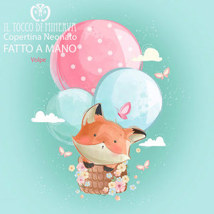 Copertina Neonato in Pile beige e Cotone la volpe Linea le farfalle - Fatto a Mano - Il Tocco di Minerva
