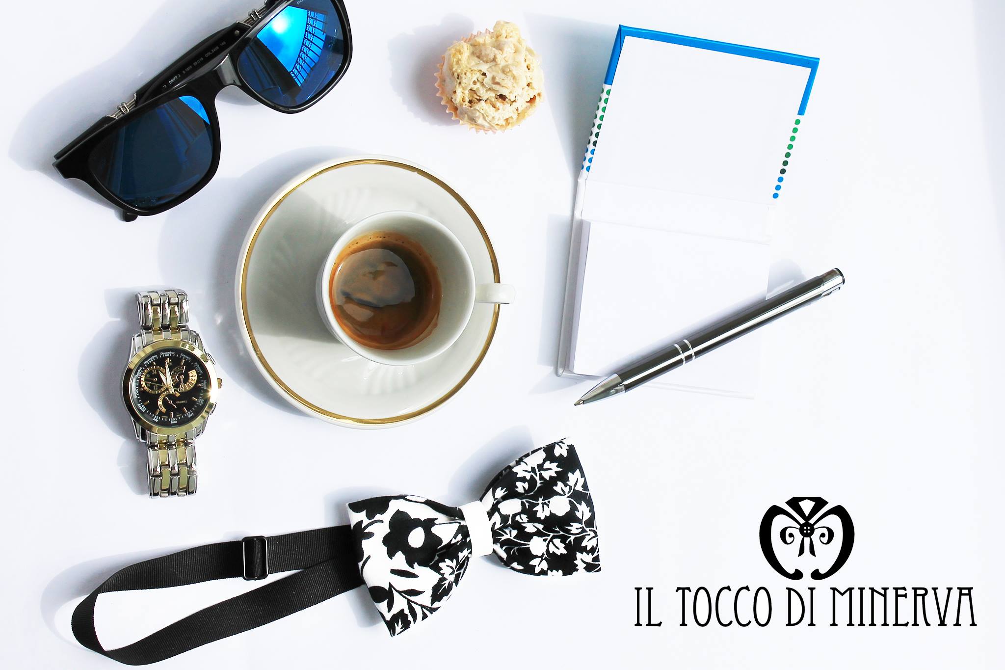 Papillon Nero Bianco Dallas Linea Sposo tessuto alta moda - Realizzato a mano - Il Tocco di Minerva