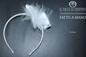 Cerchietto Prima Comunione/Cerimonia Costanza Bianco  Realizzata A Mano - Il Tocco di Minerva