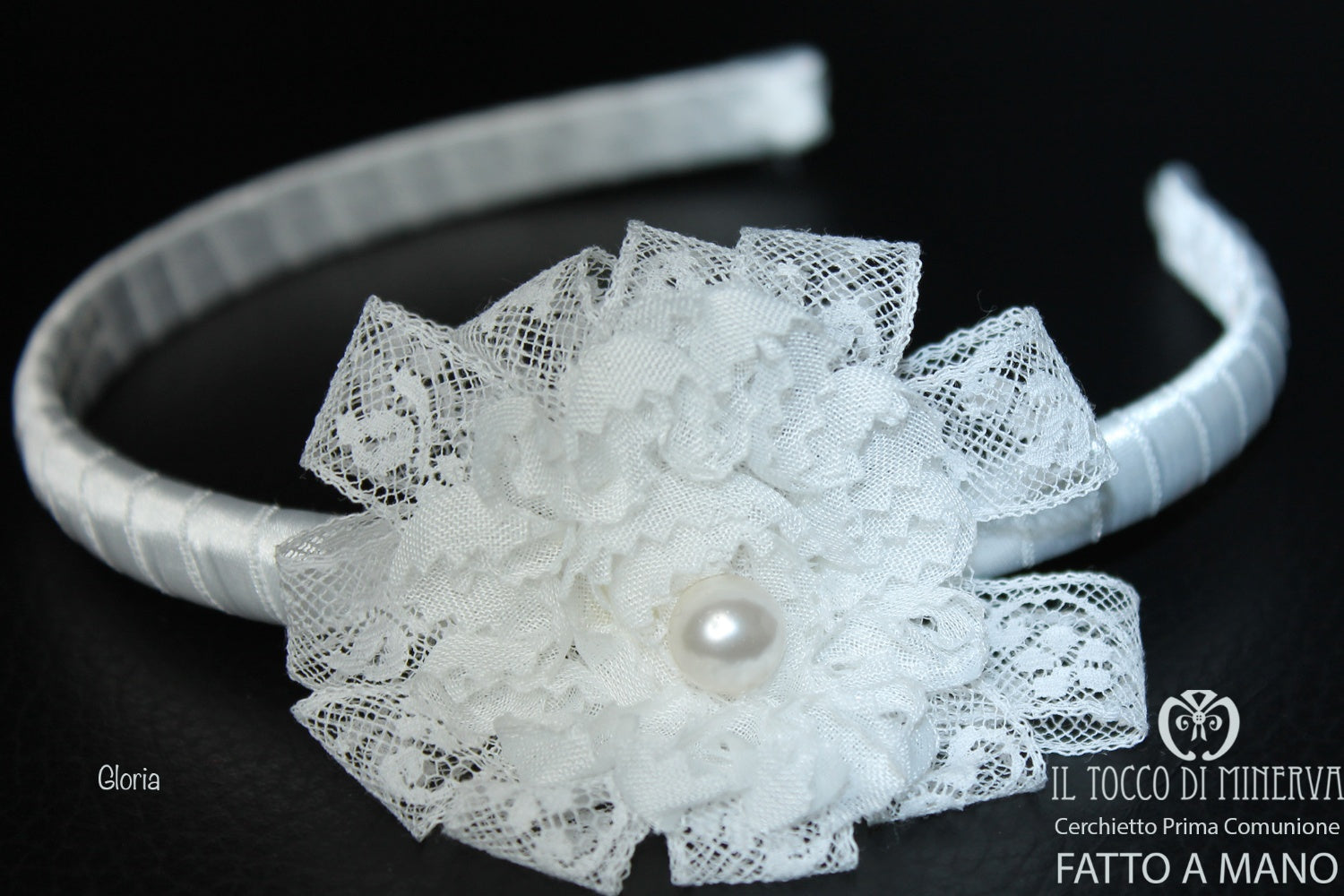 Cerchietto Prima Comunione Bianco Gloria– Realizzata A Mano - Il Tocco di Minerva