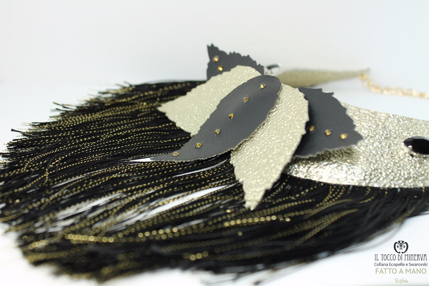 Collana ecopelle e swarovski Sophia Realizzata a mano – Handmade - Il Tocco di Minerva
