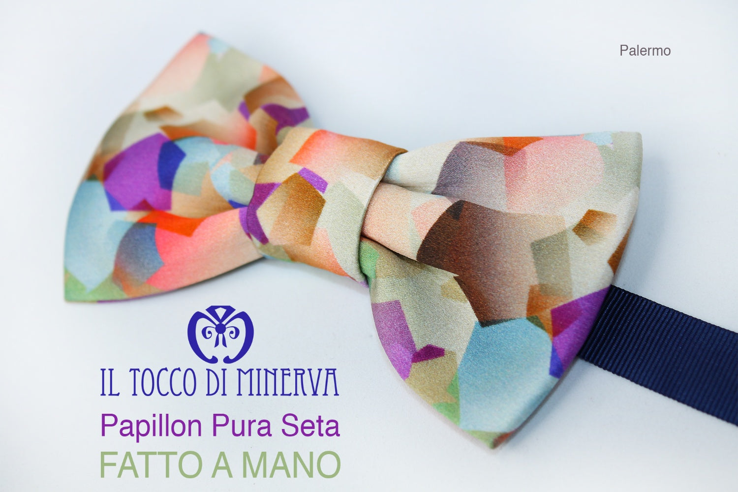 Papillon in Seta Uomo Palermo tessuto alta moda - Realizzato a mano - Il Tocco di Minerva