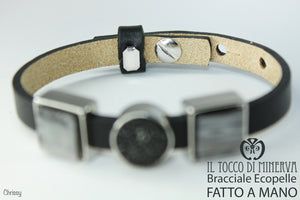 Bracciale unisex ecopelle nero con charms componibile Chrissy Realizzato a mano Handmade - Il Tocco di Minerva