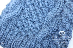 Cappello donna blu in lana biologica Bio - Realizzato a mano - Il Tocco di Minerva
