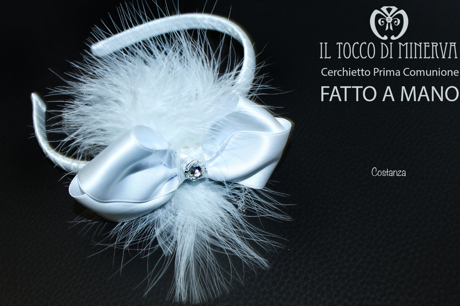 Cerchietto Prima Comunione/Cerimonia Costanza Bianco  Realizzata A Mano - Il Tocco di Minerva