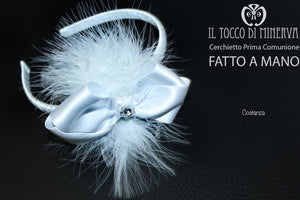 Cerchietto Prima Comunione/Cerimonia Costanza Bianco  Realizzata A Mano - Il Tocco di Minerva