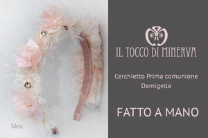 Cerchietto Prima Comunione Cerimonia Mirta Cipria Realizzata A Mano - Il Tocco di Minerva
