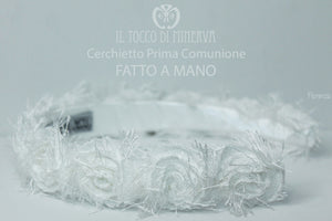Cerchietto Prima Comunione Bianco Florenza Realizzata A Mano - Il Tocco di Minerva