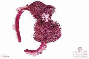 Cerchietto bordeaux / rosa antico Ginerva Realizzato a mano - Handmade - Il Tocco di Minerva
