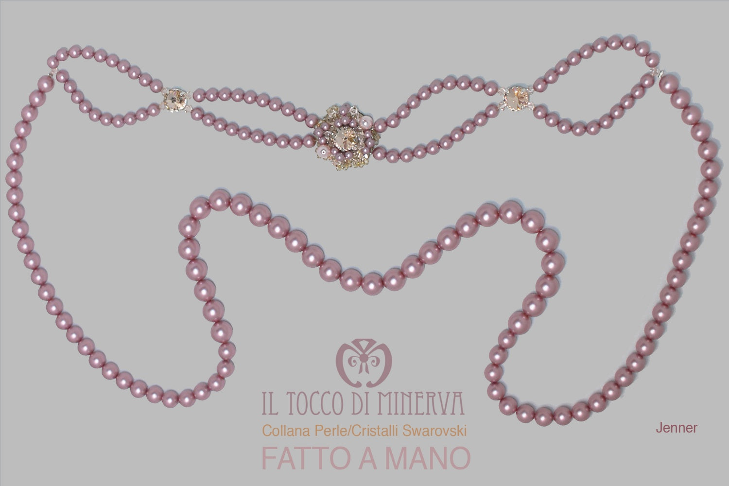 Collana Perle cristalli Swarovski Jenner Rosa antico – Realizzata a mano - Il Tocco di Minerva