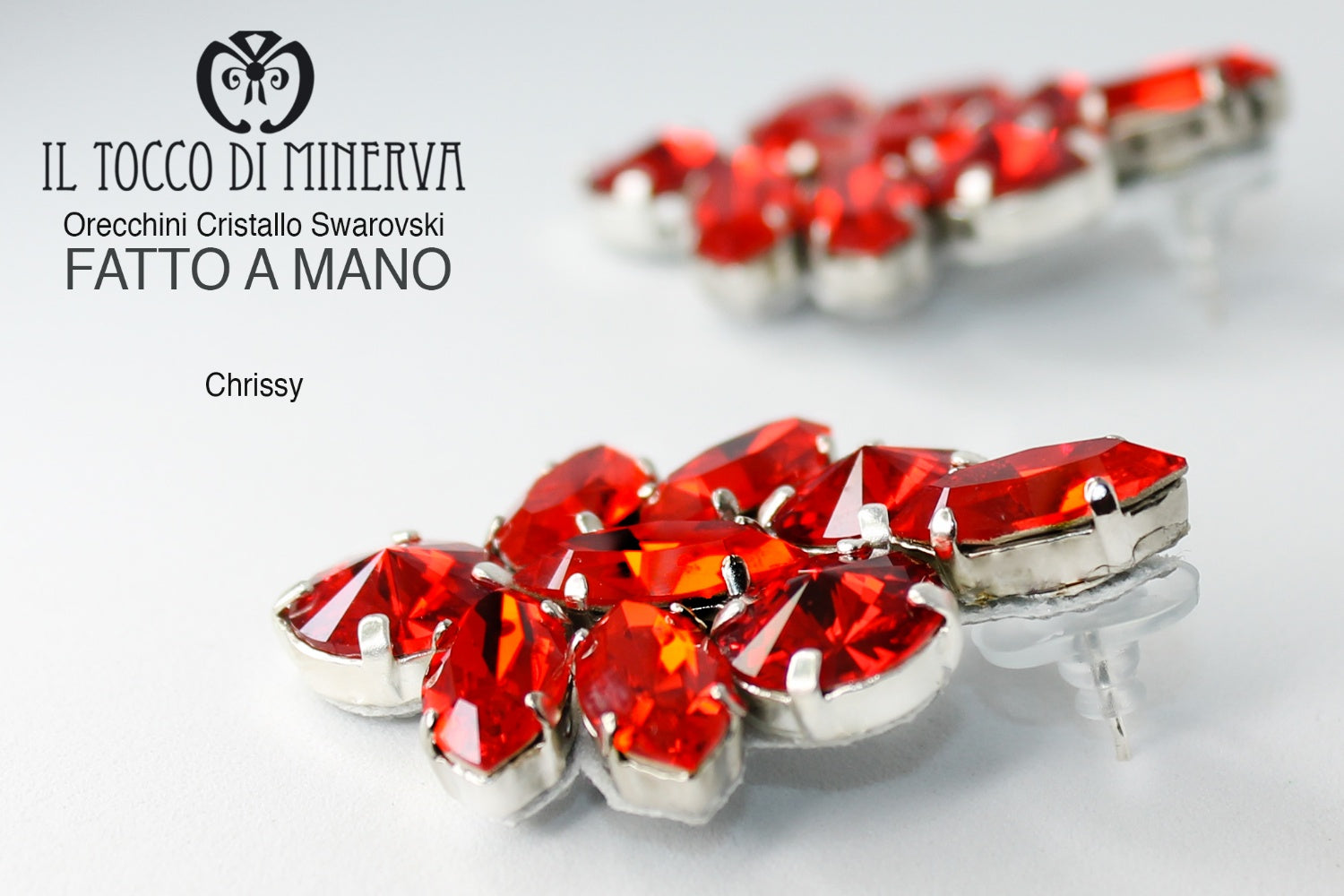 Orecchini A Cerchio Philip Jones In Cristallo Rosso Scuro Con Zircondia: Placcati Argento, Ipoallergenici, Misura 17x15 Mm, Regalo In Sacchetto - 3