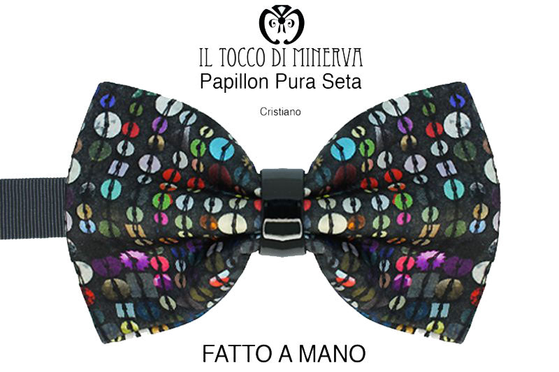 Papillon Uomo Cristiano seta tessuto alta moda - Realizzato a mano - Il Tocco di Minerva