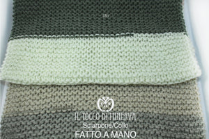 Sciarpa Unisex Ufo Multicolor verde/beige/grigio/panna – realizzata a mano – HandMade - Il Tocco di Minerva