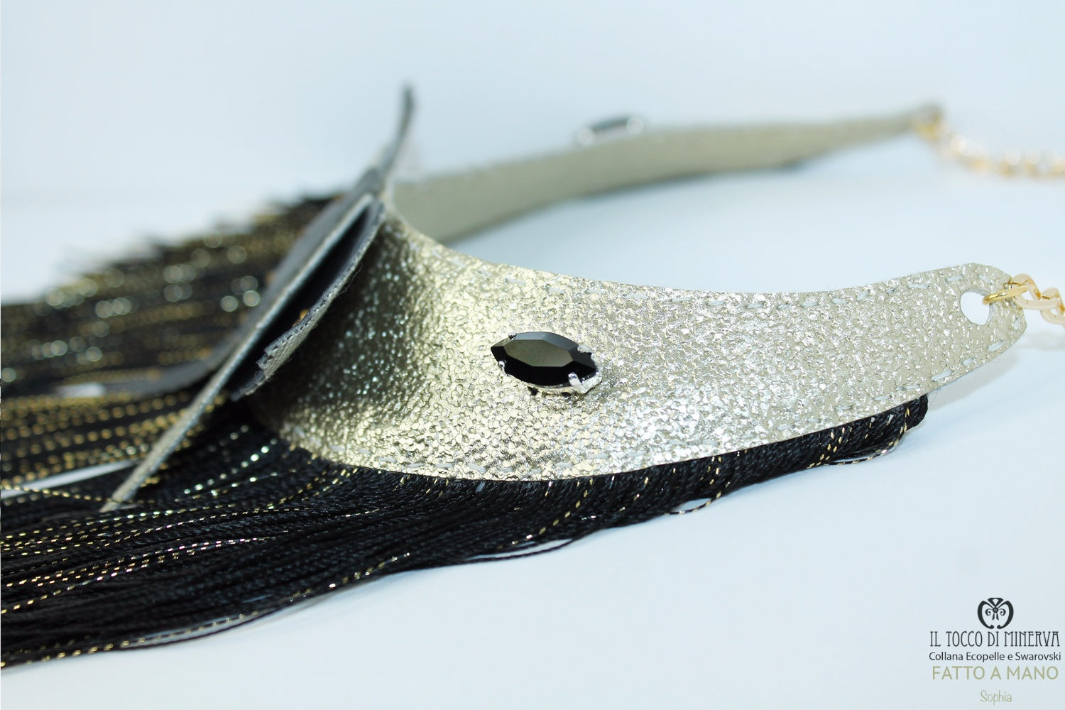 Collana ecopelle e swarovski Sophia Realizzata a mano – Handmade - Il Tocco di Minerva