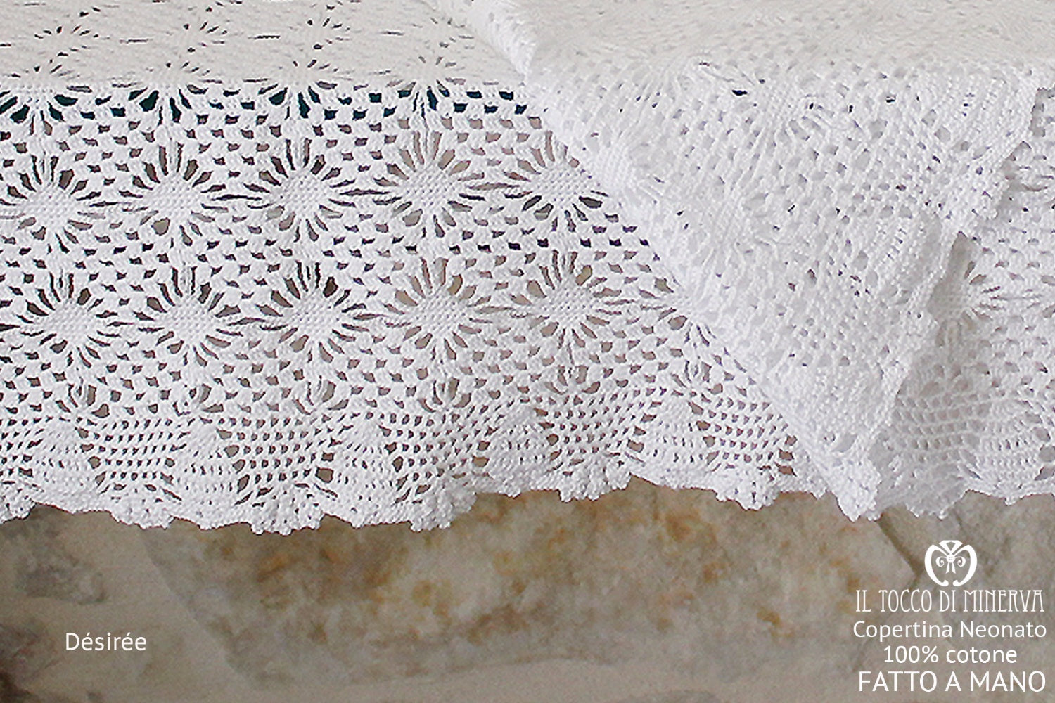 Copertina per Neonato 100% cotone Désirée – realizzata a mano – HandMade - Il Tocco di Minerva