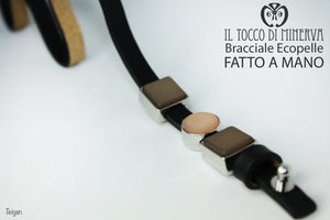 Bracciale unisex ecopelle nero con charms componibile Teigen Realizzato a mano Handmade - Il Tocco di Minerva